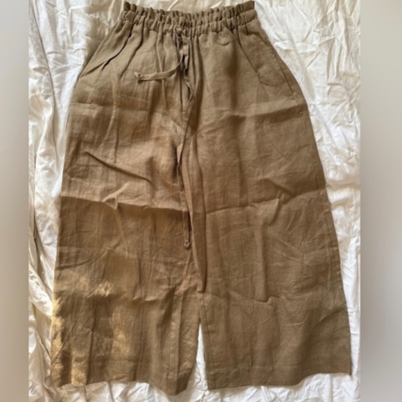 OZMA of California Petra pant linen grass drawstring paper bag waist size small - Picture 2 of 6